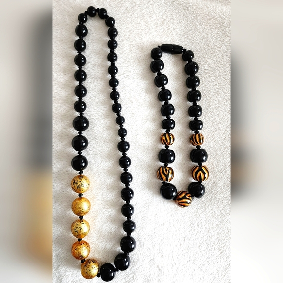 Set of 2 - Zsiska Black & Gold Knotted Necklace with Magnetic Clasp - Picture 2 of 7